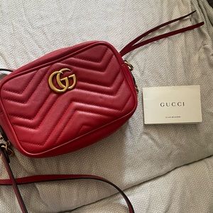 Gucci Red GG Marmont Matelasse Leather Crossbody Bag